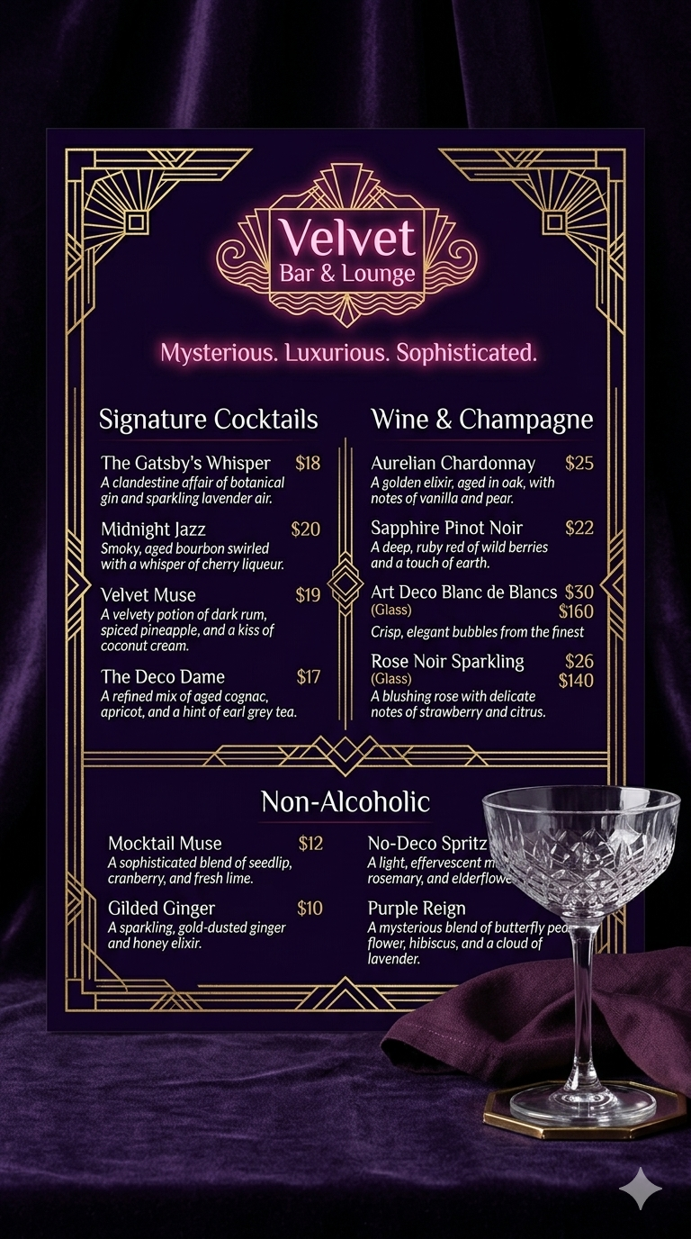 Wine Bar Menu Design